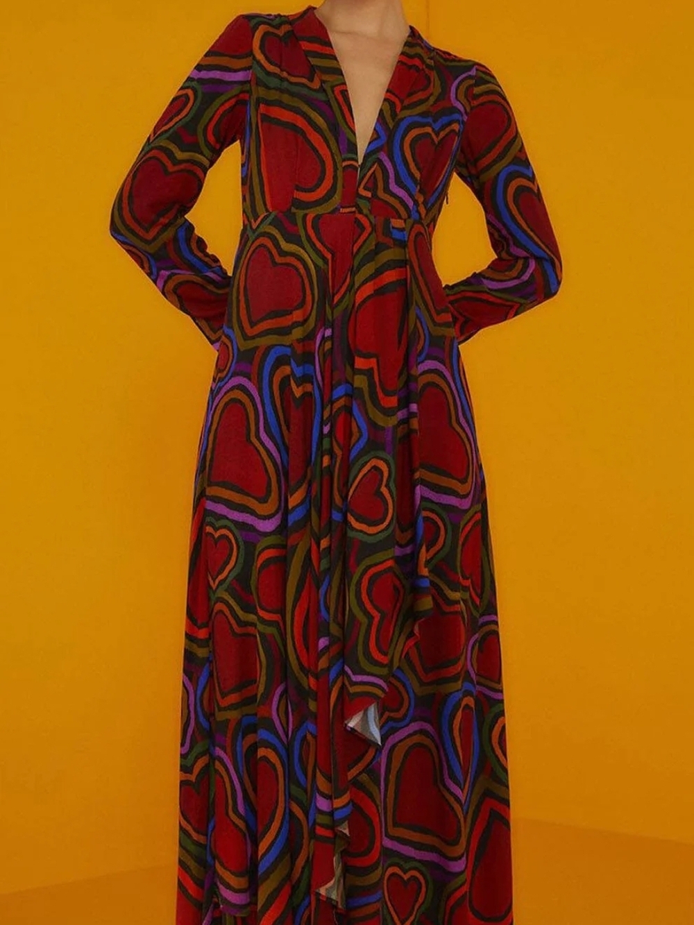 FARM Rio Red RAINBOW WILD Multi Heart-Print Maxi Dress - Picture 2 of 5